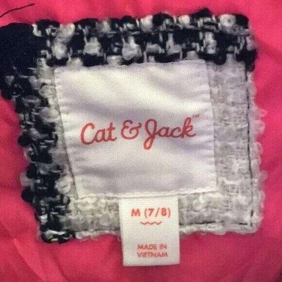 Cat & Jack Black & White Girls Textured Coat Sz 7-8 - Picture 4 of 5